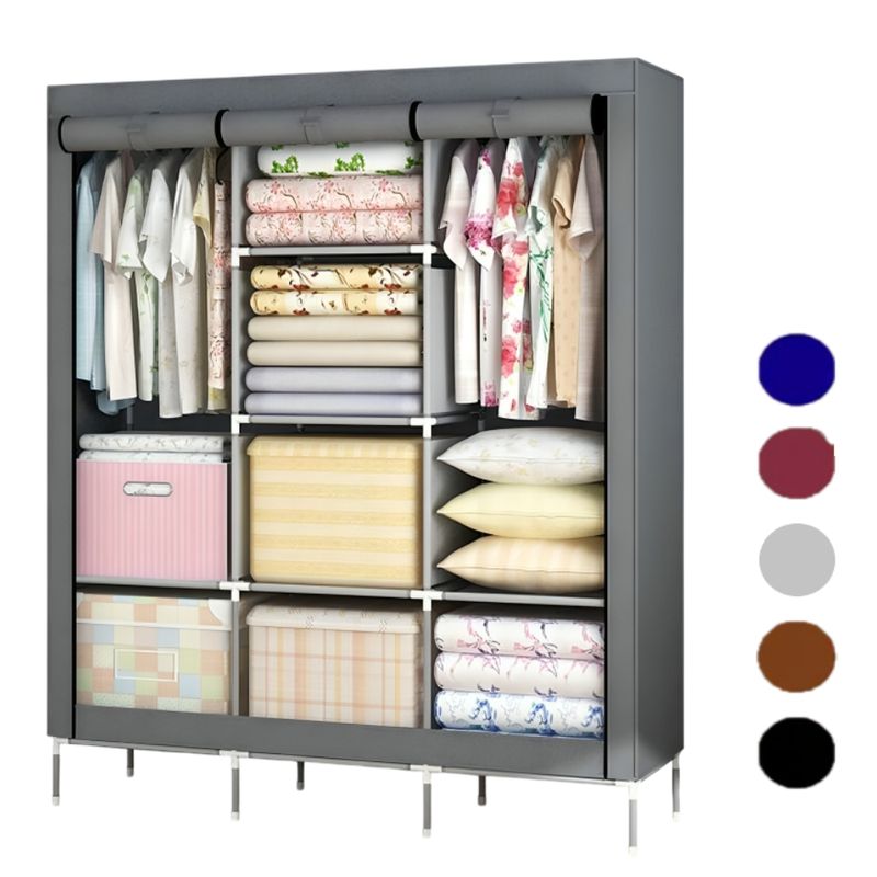 GENERICO - Organizador Colgador de Ropa Armable Cubierto 360º - Gris