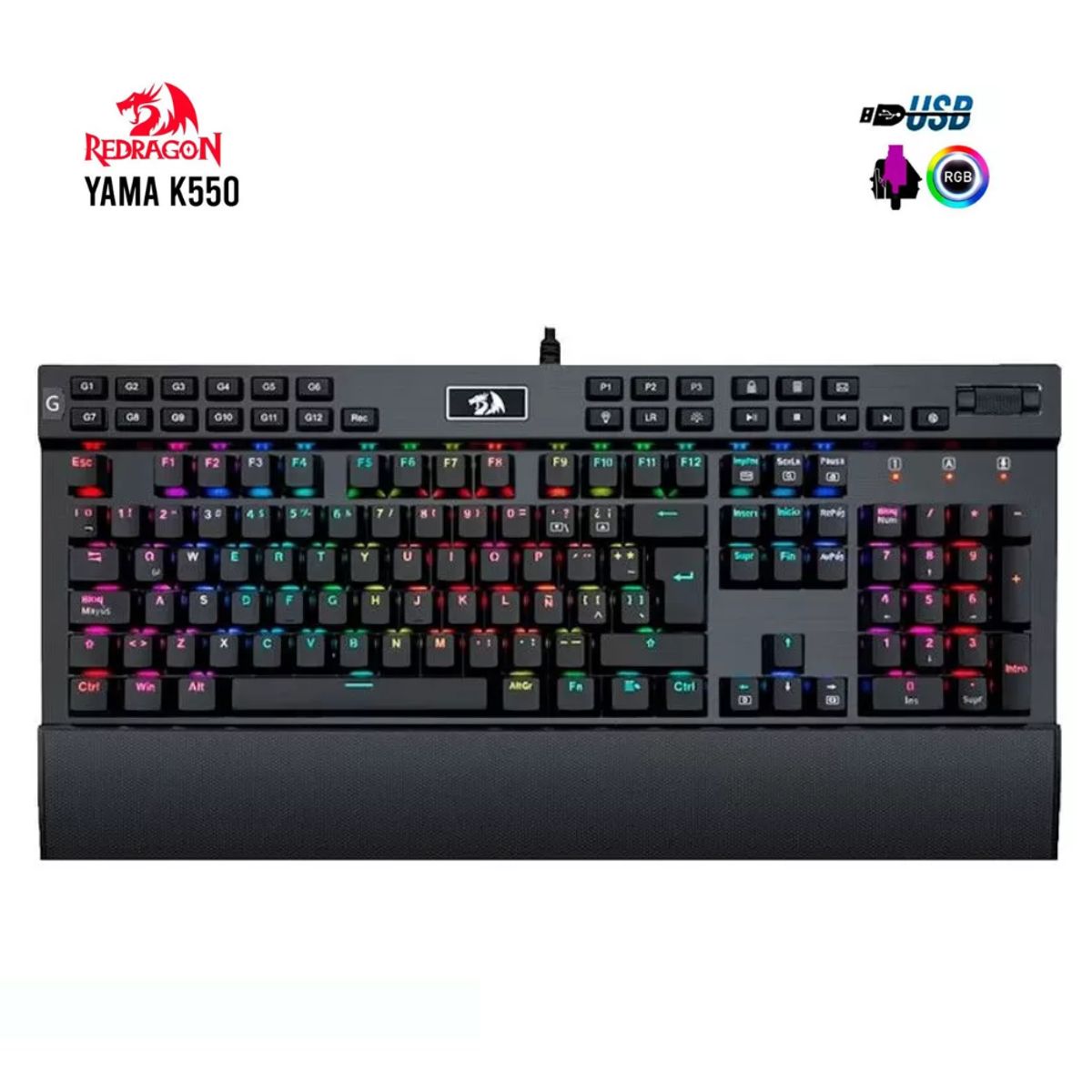 REDRAGON - TECLADO MECANICO REDRAGON YAMA K550RGB-1 LED RGB SWITCH PURPLE BLACK