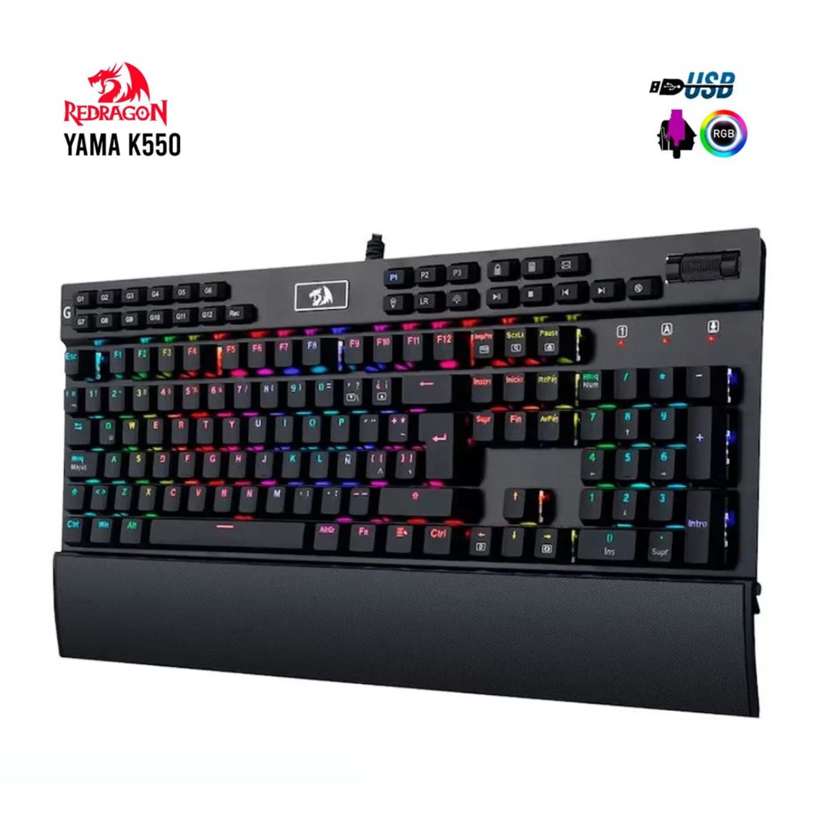REDRAGON - TECLADO MECANICO REDRAGON YAMA K550RGB-1 LED RGB SWITCH PURPLE BLACK