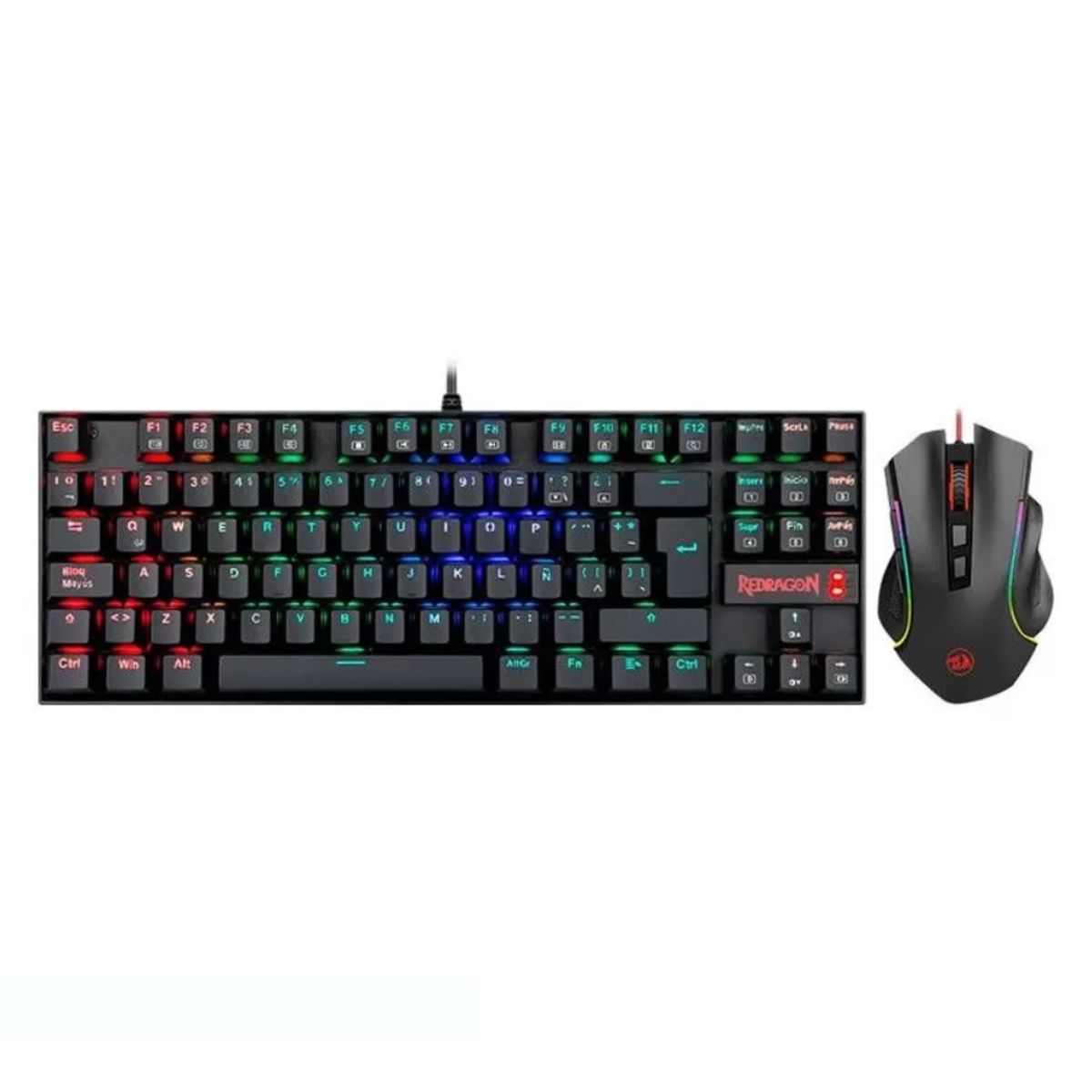 REDRAGON - KIT TECLADO Y MOUSE GAMER REDRAGON K552RGB-BA-SP LED SWITCH BLUE BLACK