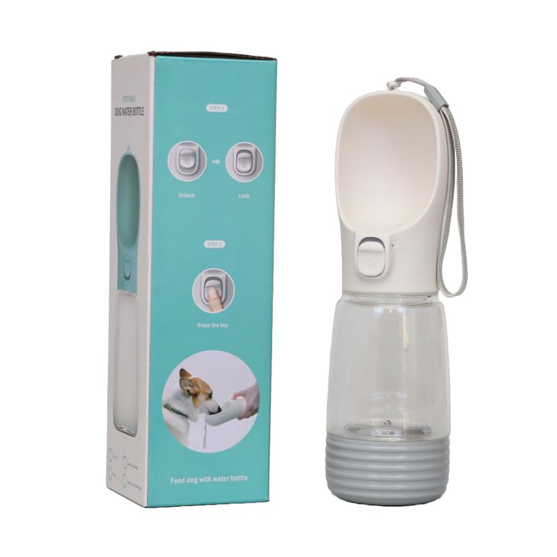 GENERICO - BOTELLA DE AGUA CON RECIPIENTE DE COMIDA PARA PERROS