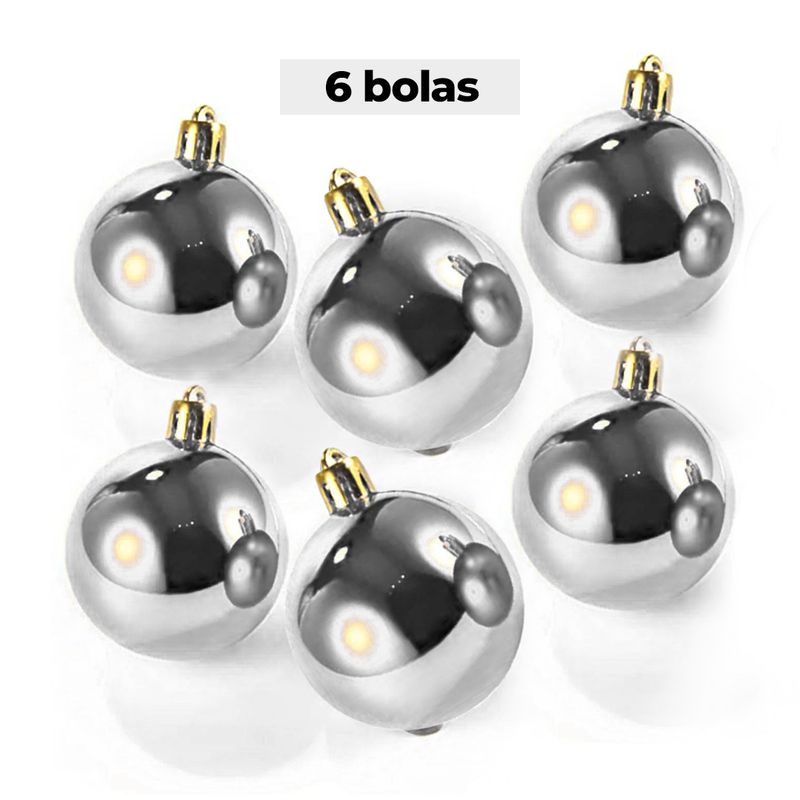 GENERICO - SET DE BOLAS NAVIDEÑAS GRANDES PLATEADAS X6 UNIDADES - 7 CM
