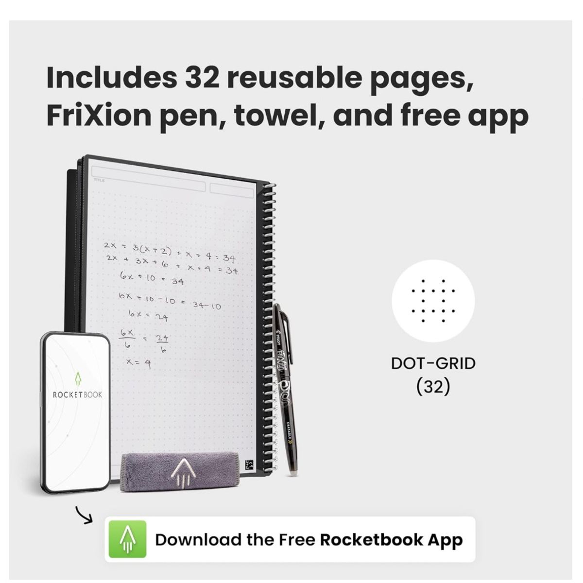 GENERICO - Rocketbook Core - Cuaderno inteligente reutilizable