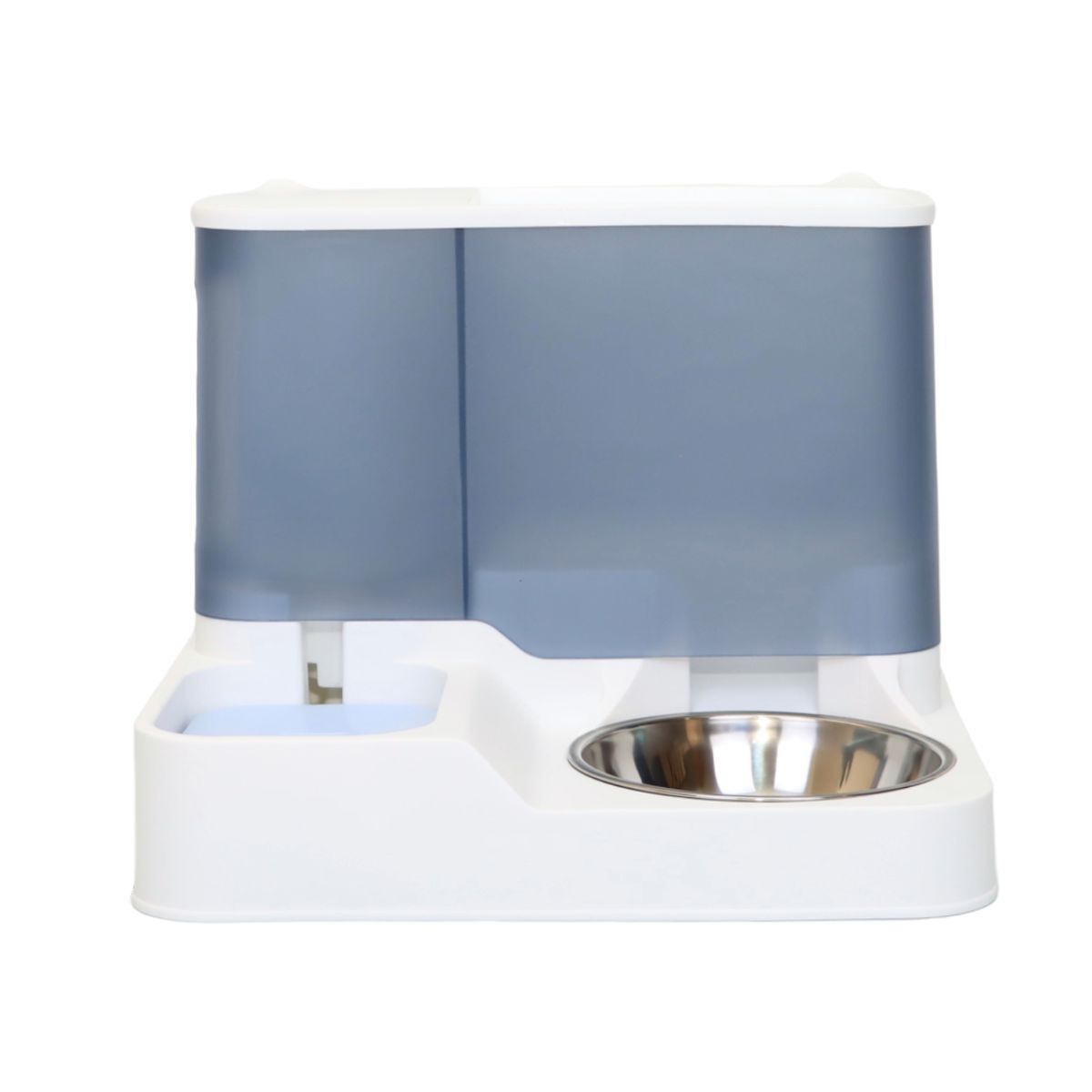 GENERICO - COMEDERO PARA MASCOTAS AZUL 2 EN 1 + PLATO METÁLICO