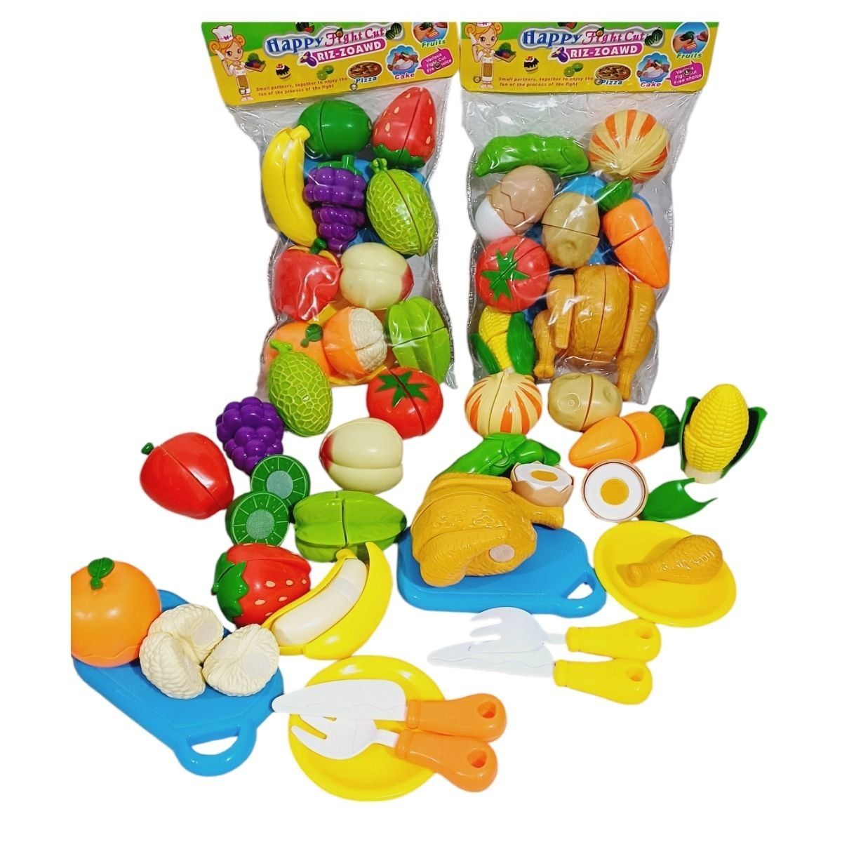 GENERICO - JUGUETE FRUTAS Y VERDURAS PARA CORTAR DIDACTICO CON POLLO