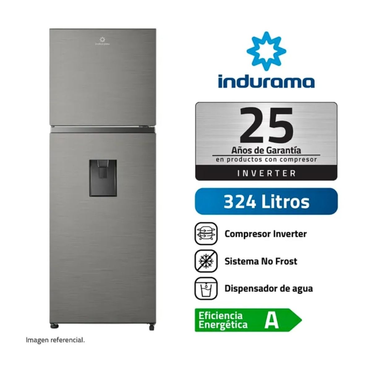 INDURAMA - Refrigeradora Indurama 324LT Con Dispensador RI-439DI
