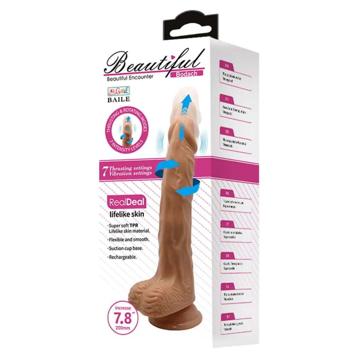 BAILE - Dildo Vibrador Realista Bodach Empuje y Rotación 20cm Ø 3.7 cm Consola