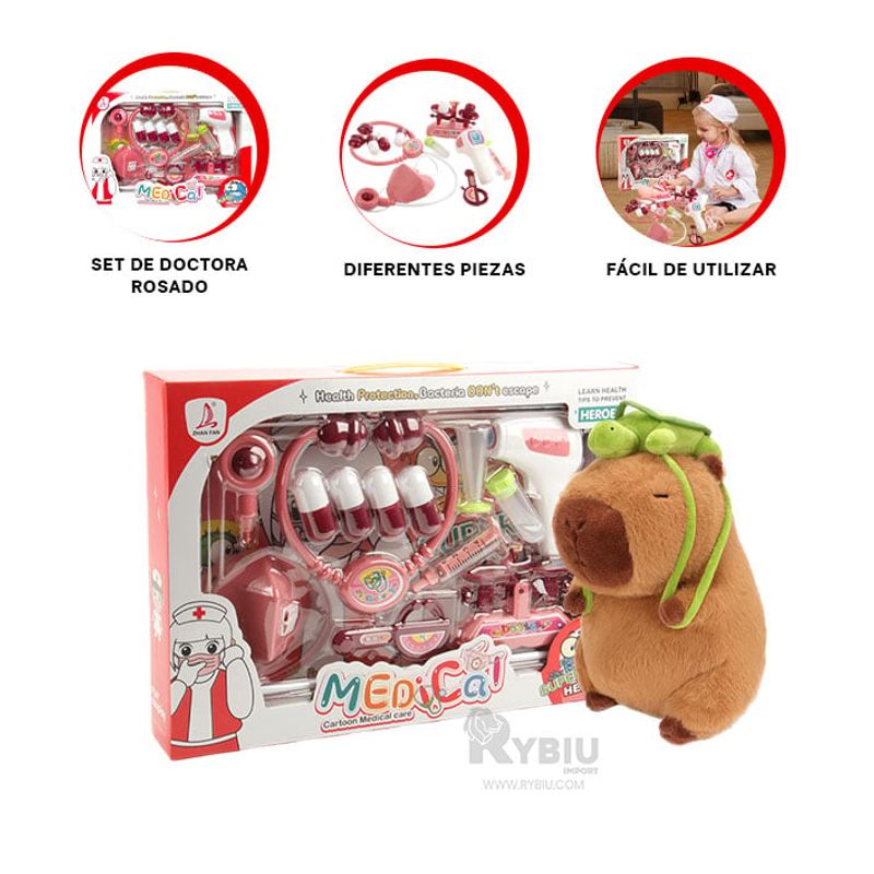 RYBIU IMPORT - Caja de Doctora 14 Piezas Portatil en Rosado Y+Gift Stickers