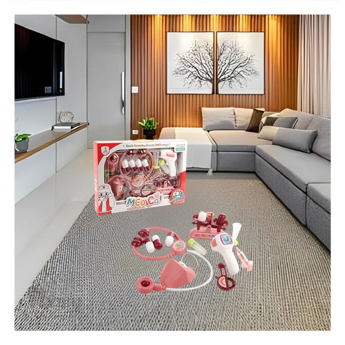 GENERICO - Set de Doctora 14 Piezas para Juego Infantil en Rosado Y+Papel Regalo