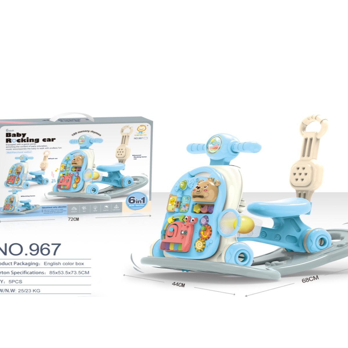 GENERICO - ANDADOR CAMINADOR CELESTE BEBÉ MUSICAL MULTIFUNCIONAL 6 EN 1
