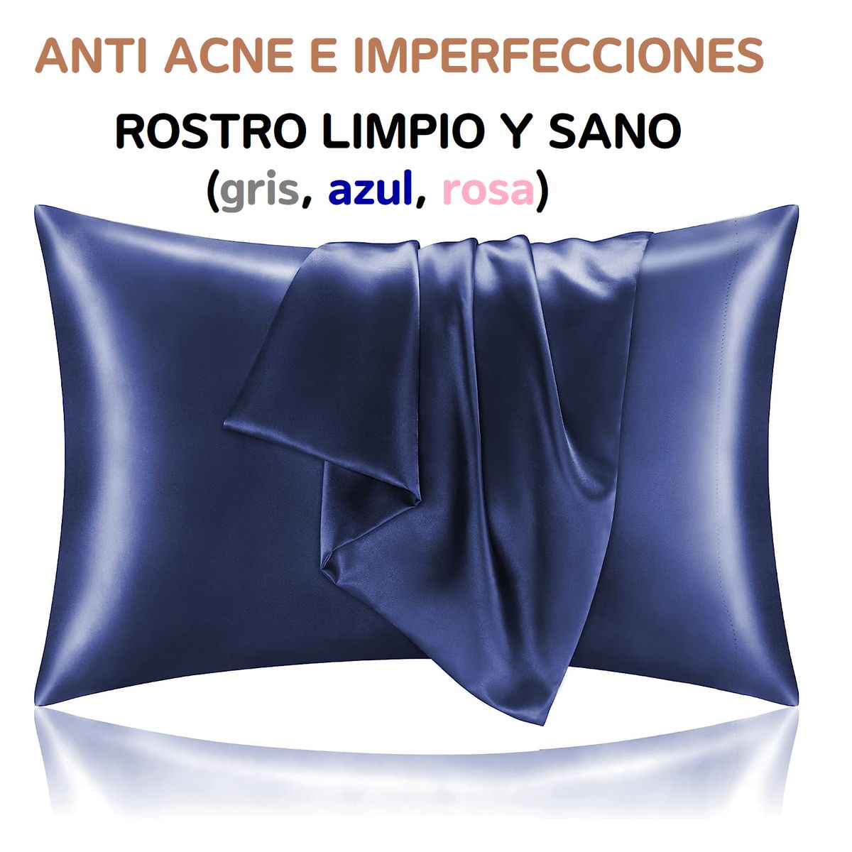 100 PERCENT - Funda Cobertor De Almohada Seda Anti Acne Granos Azul