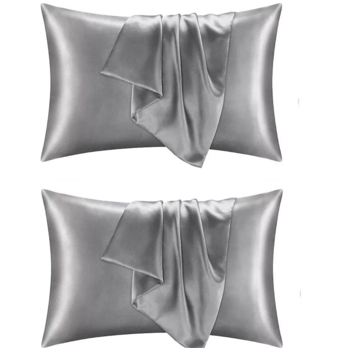 100 PERCENT - Funda Cobertor De Almohada Seda Anti Acne Granos Gris x2