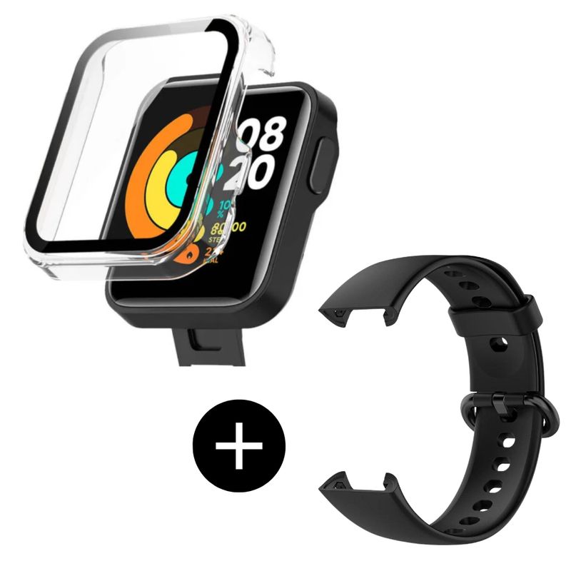 GENERICO - Pack case protector + correa negro para Redmi MI Watch 2 Lite