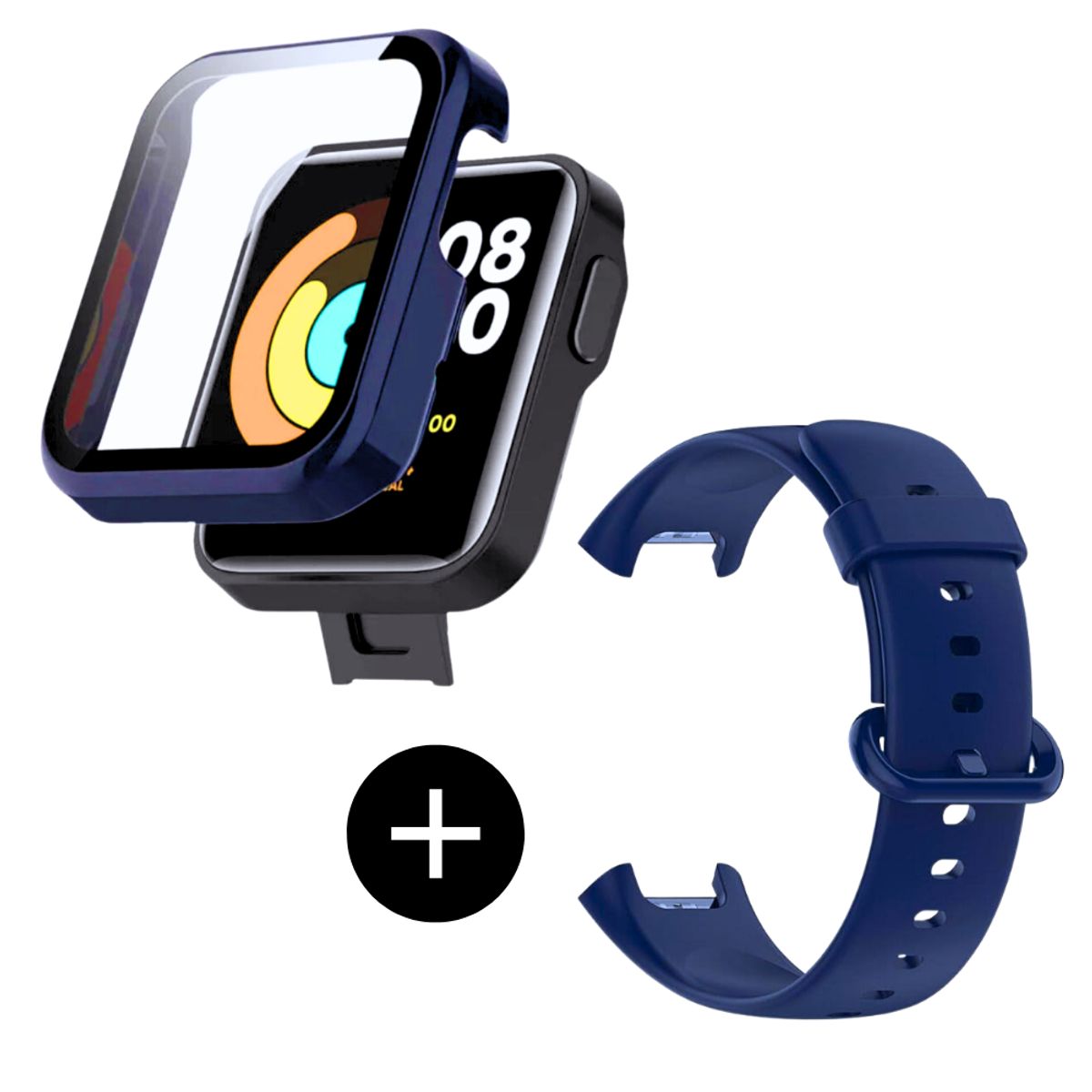 GENERICO - Pack case protector azul + correa azul para Redmi MI Watch 2 Lite