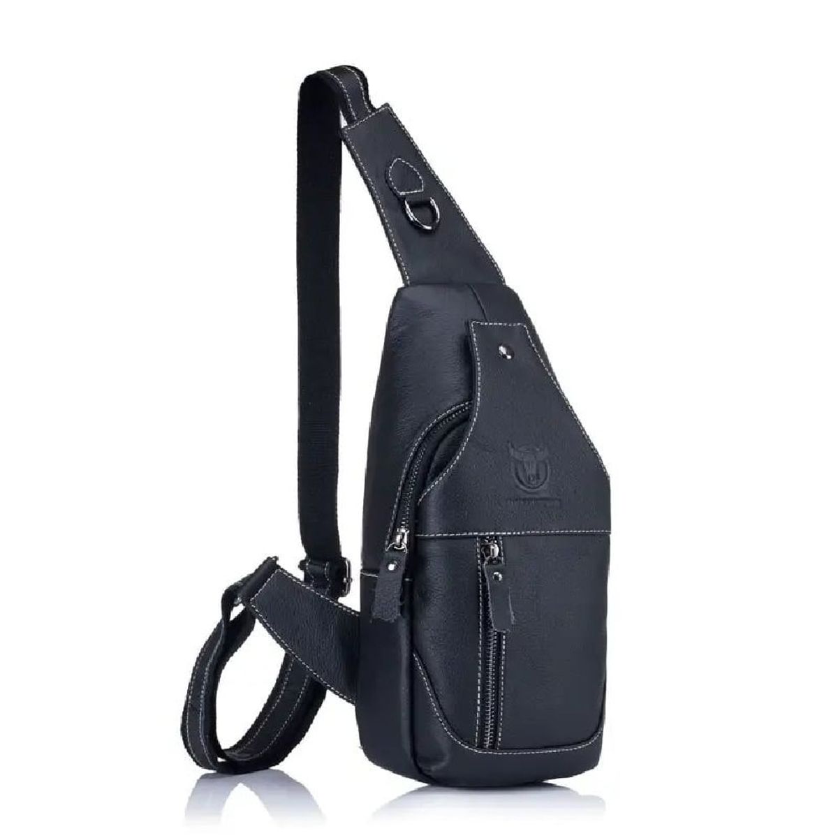 BULLCAPTAIN - BullCaptain - Mochila Cruzada de Cuero Mate XB-019-BK Negro