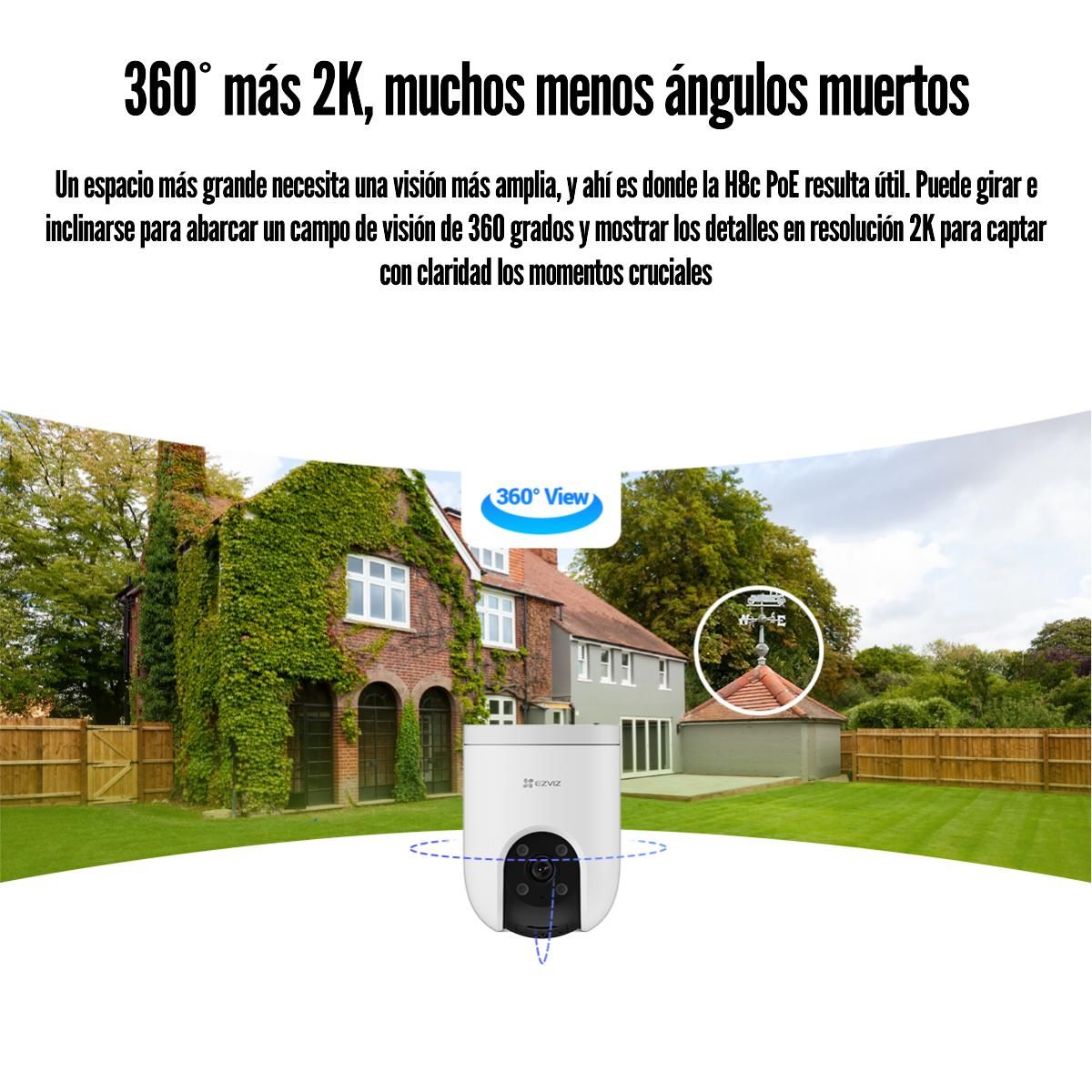 Ezviz - EZVIZ - Cámara WiFi H8c PoE 2K 3MP Full Color - Blanco