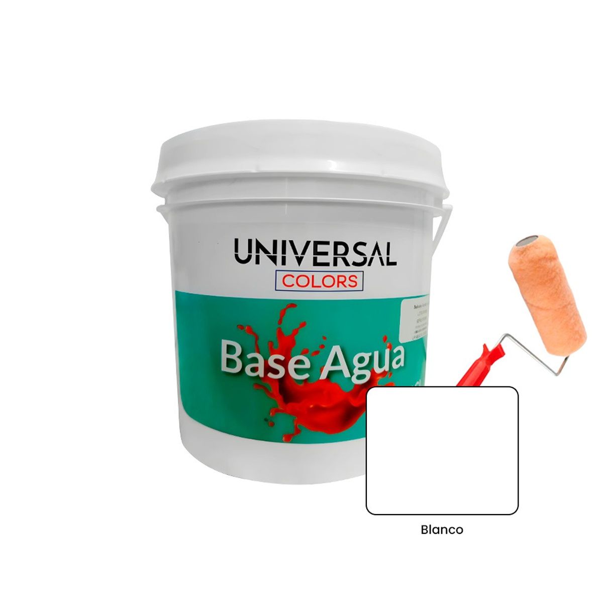 UNIVERSAL COLORS - Pintura Látex Acrílico Antihongos Universal Colors blanco mate 1gl + Rodillo Toro melón de 7
