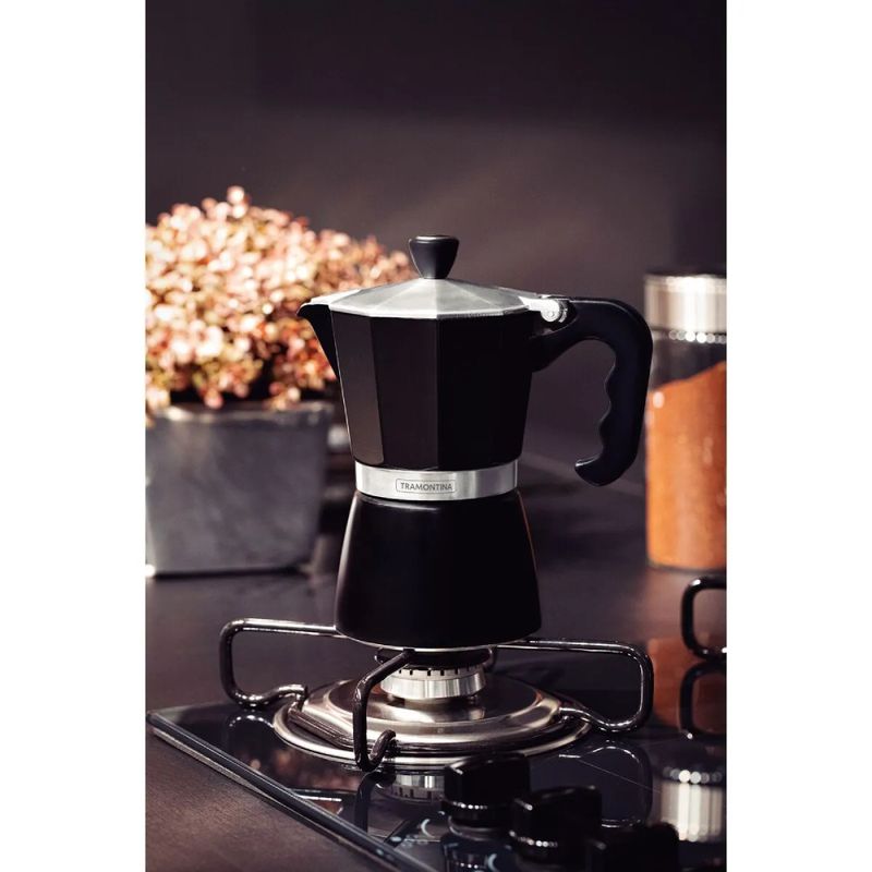 TRAMONTINA - Cafetera Expresso Italiana Tramontina de Aluminio Negro 320ml 61768020