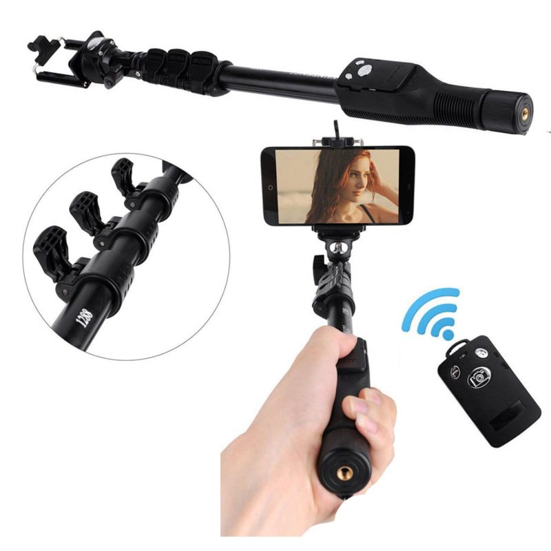 GENERICO - Palo Selfie Stick Control Bluetooth para Celular 125cm Negro