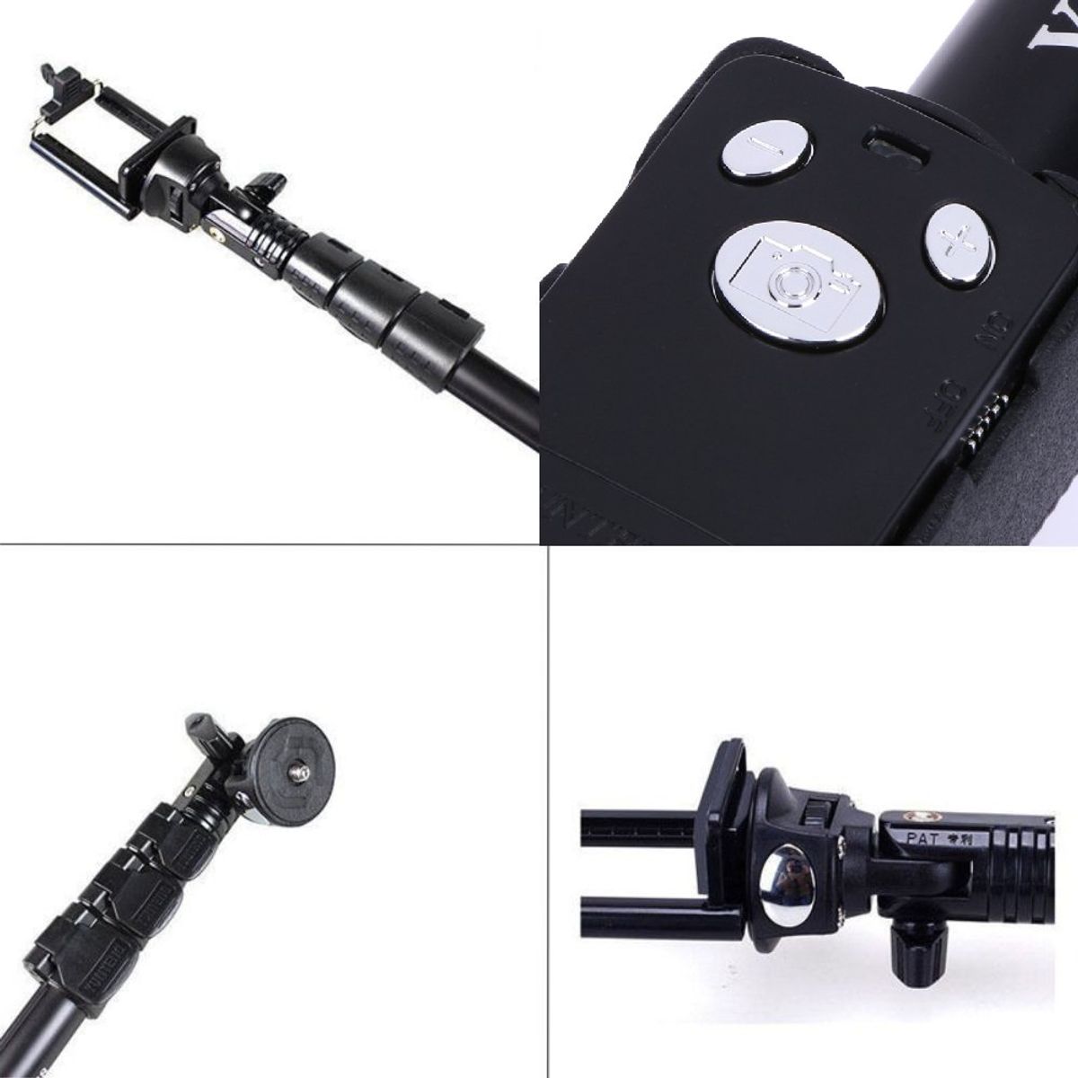 GENERICO - Palo Selfie Stick Control Bluetooth para Celular 125cm Negro