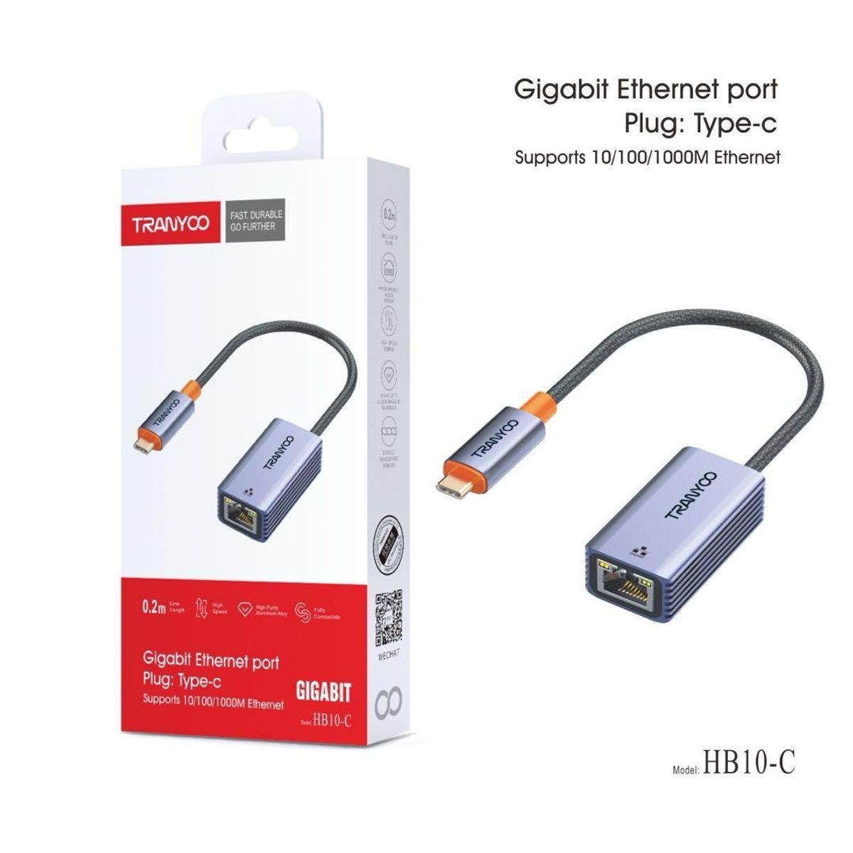 TRANYOO - Adaptador de red RJ-45 Ethernet a USB Tipo C