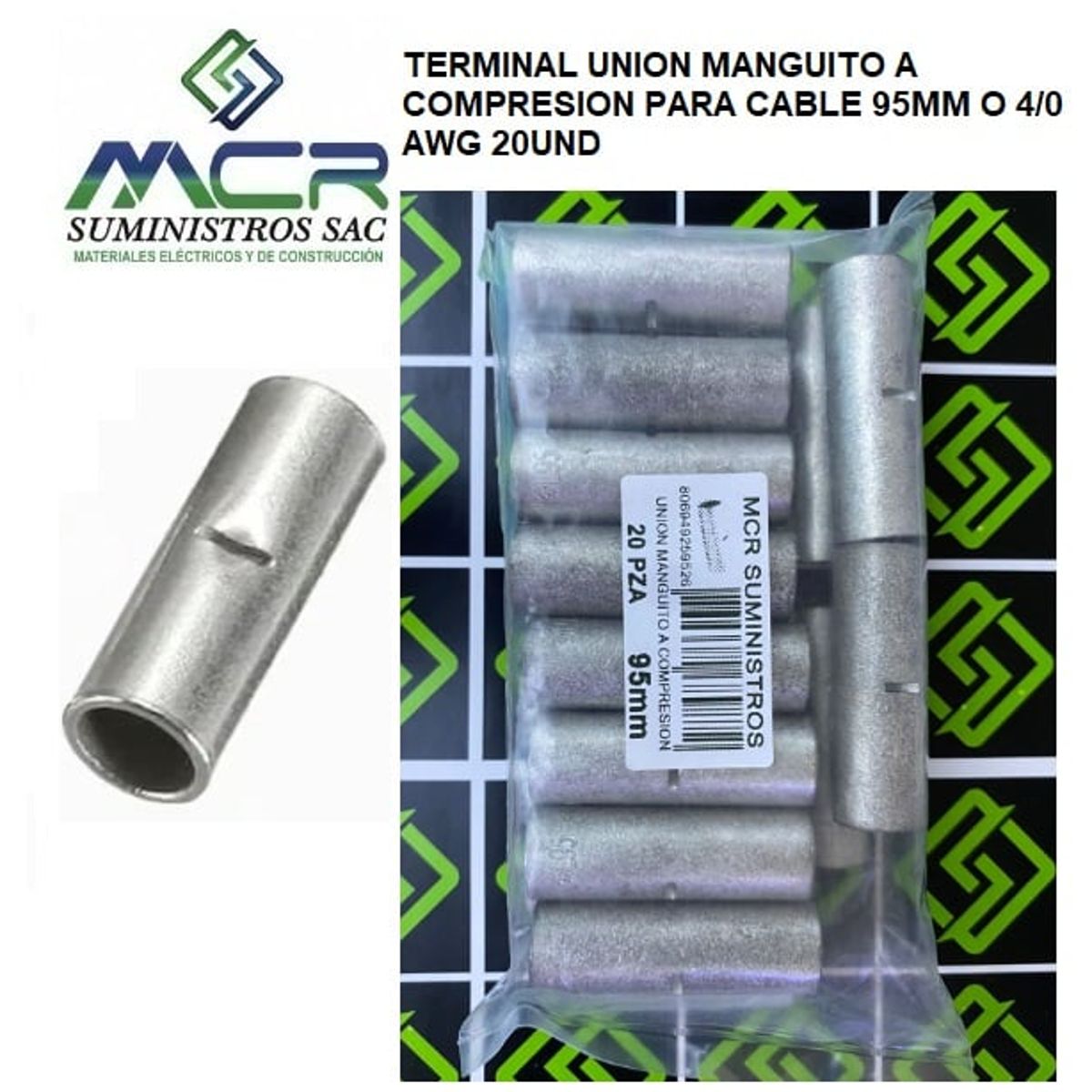 GENERICO - TERMINAL UNION MANGUITO A COMPRESION PARA CABLE 95MM O 4-0AWG 20UND