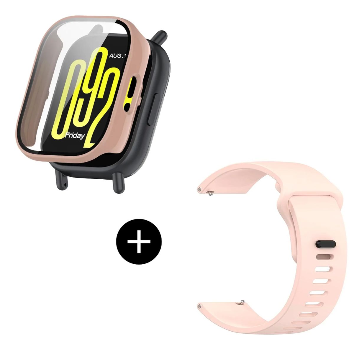 GENERICO - Pack case protector rosa + correa rosa para Redmi MI Watch 5 Lite