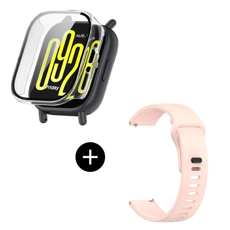 GENERICO - Pack case protector + correa rosa para Redmi MI Watch 5 Lite