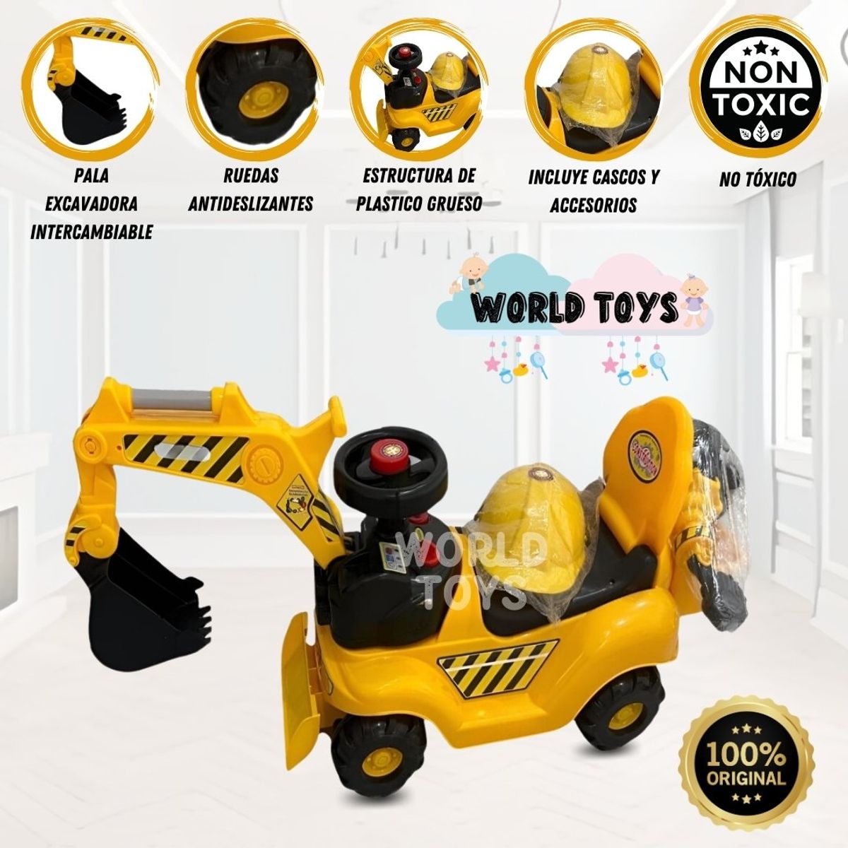 BABY - Correpasillo Didáctico «NAMAKE» Excavadora Yellow