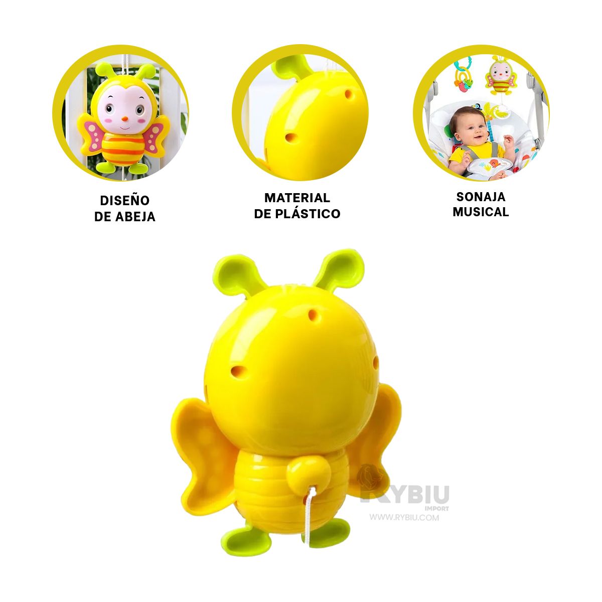 RYBIU IMPORT - Maraca Musical en Color Amarillo Y+Ligas de Regalo