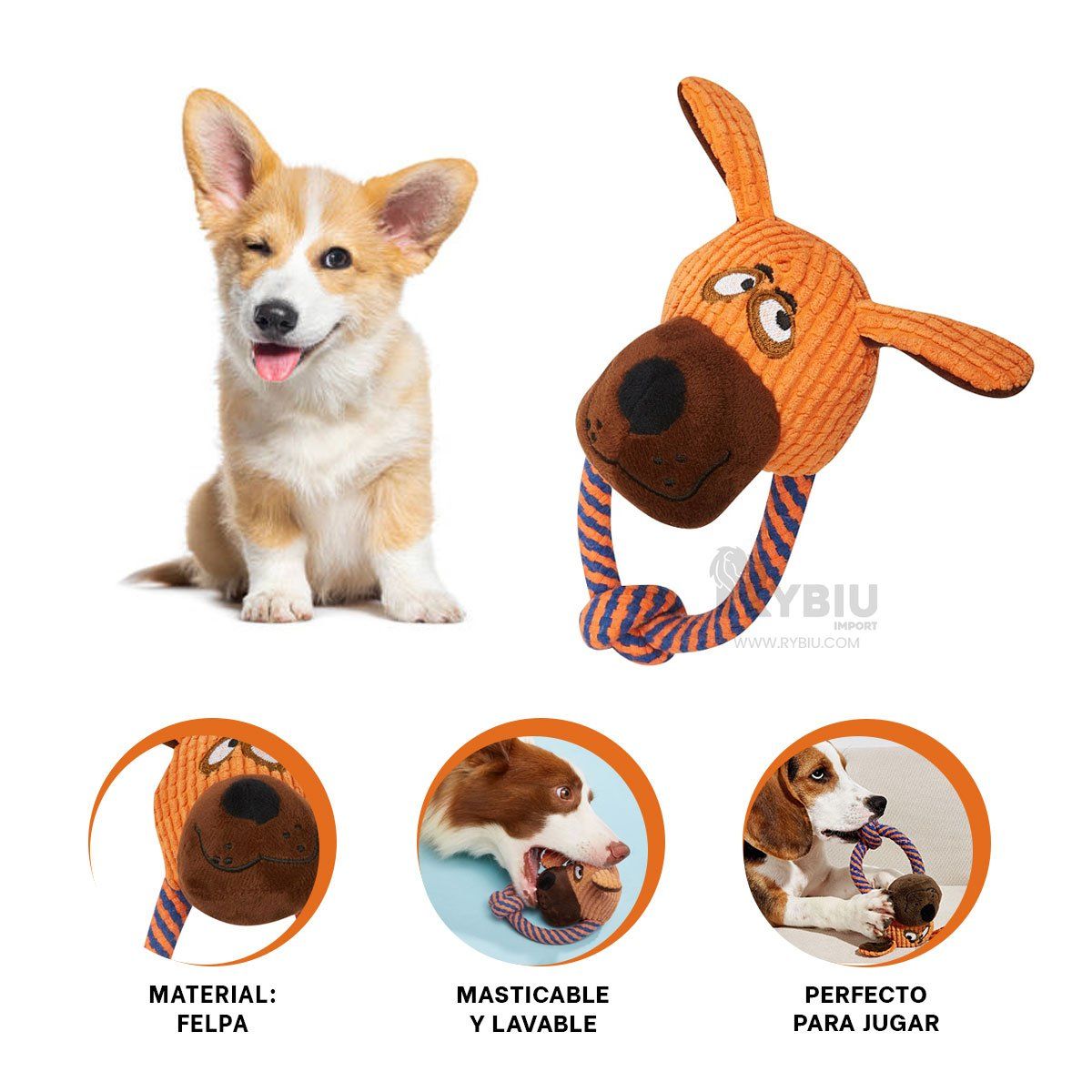 GENERICO - Peluche Duradero con Soga Pet en Forma de Perro