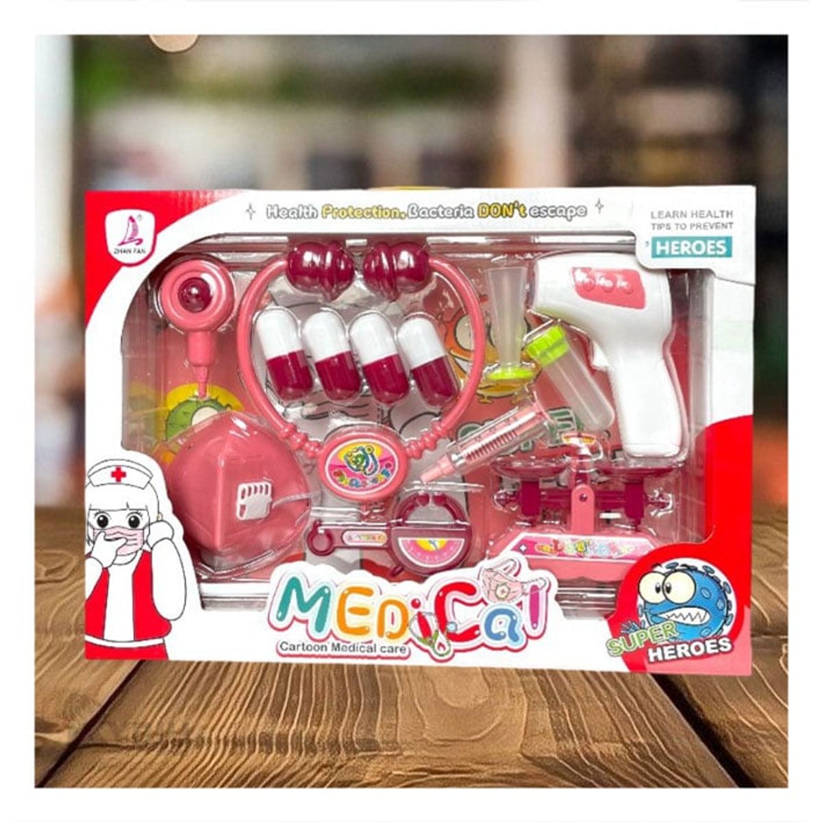 GENERICO - Set de Doctora 14 Piezas para Juego de Rol en Rosado Y+Regalo Agendita