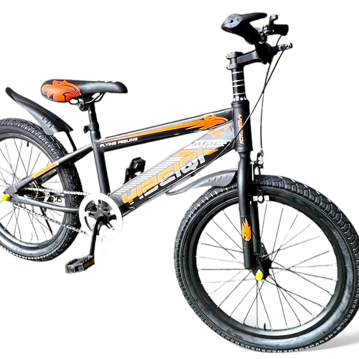 GENERICO - Bicicleta Color Negro con Naranja Aro 20