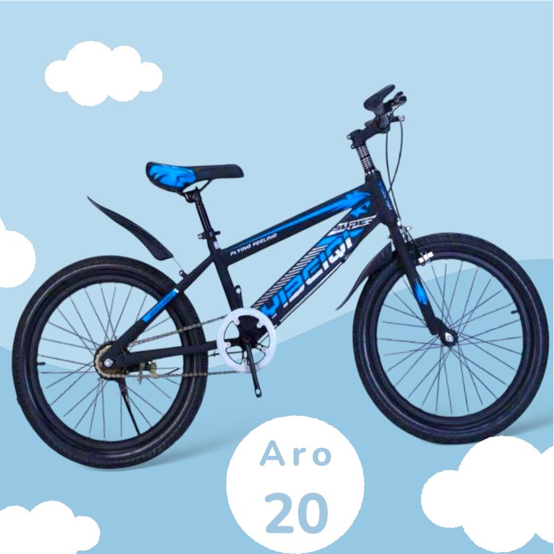 GENERICO - Bicicleta Color Negro con Azul Aro 20