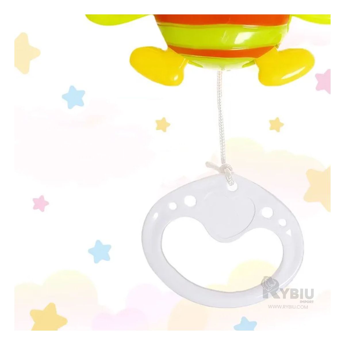 RYBIU IMPORT - Sonaja para Cuna de Abeja Tono Amarillo Y+Regalo Stickers
