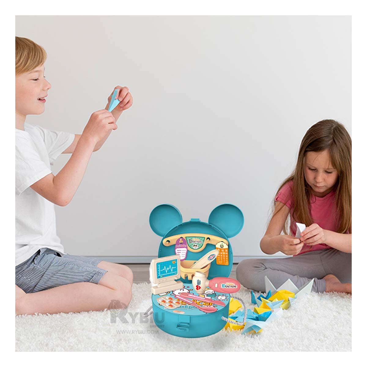 RYBIU IMPORT - Set de Equipo de Doctor Infantil Celeste Y+Post-it Adhesivos