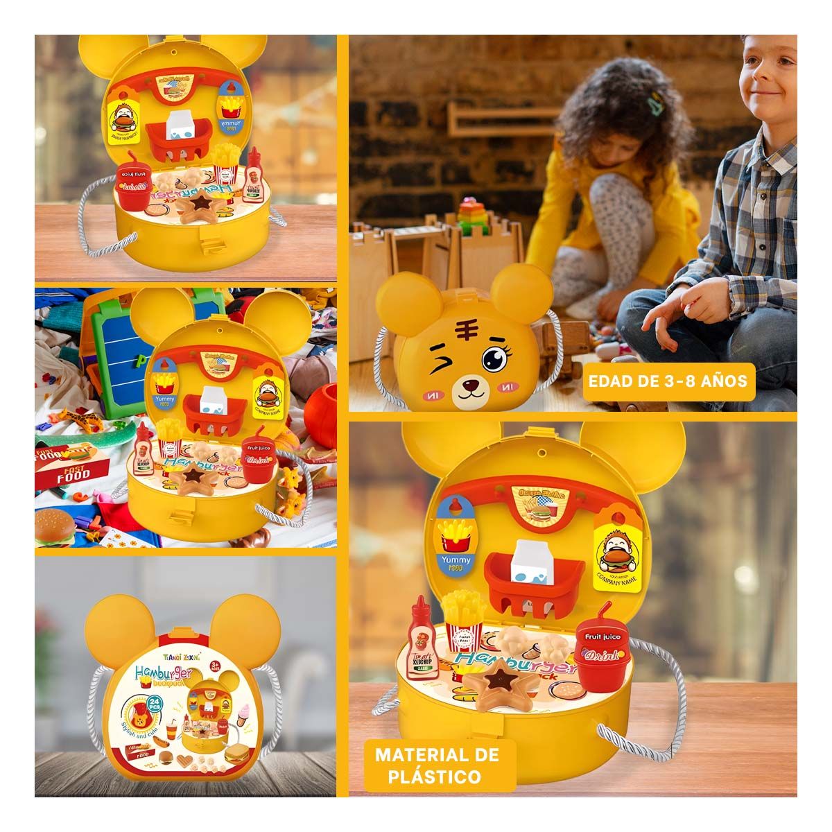 RYBIU IMPORT - Estuche Divertido y Practico Color Amarillo Y+Gift Stickers