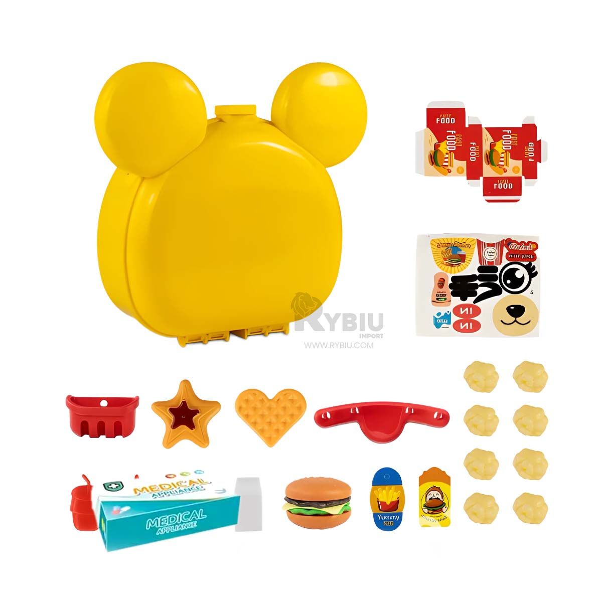RYBIU IMPORT - Set de Juego de Comida en Amarill Y+Regalo Ligas para Peinar