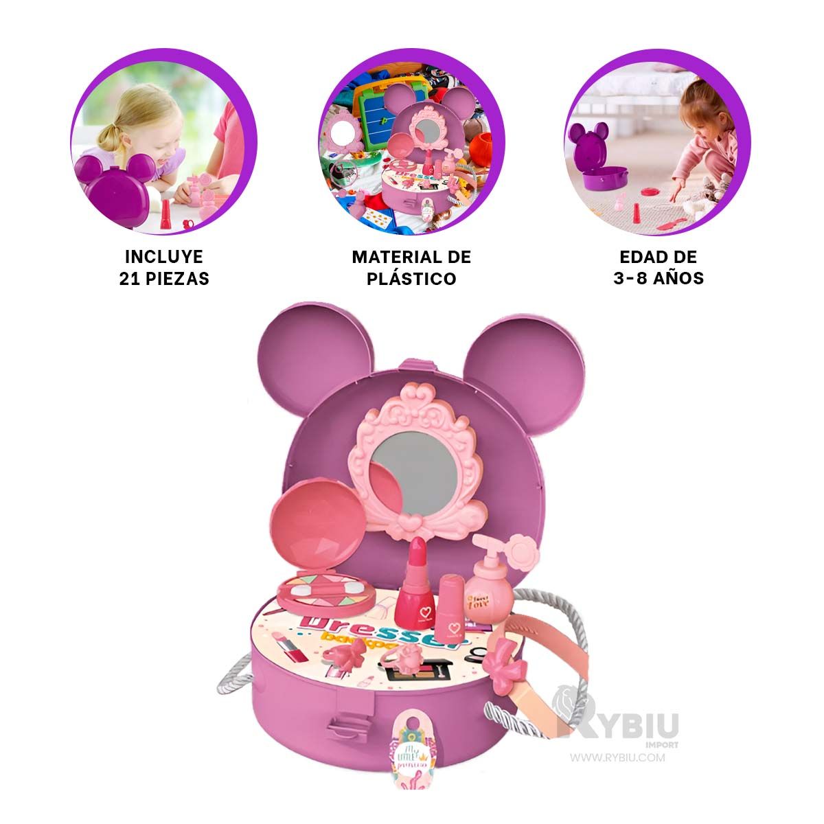 RYBIU IMPORT - Estuche Practico para Niñas en Morado Y+Envoltorio de Regalo