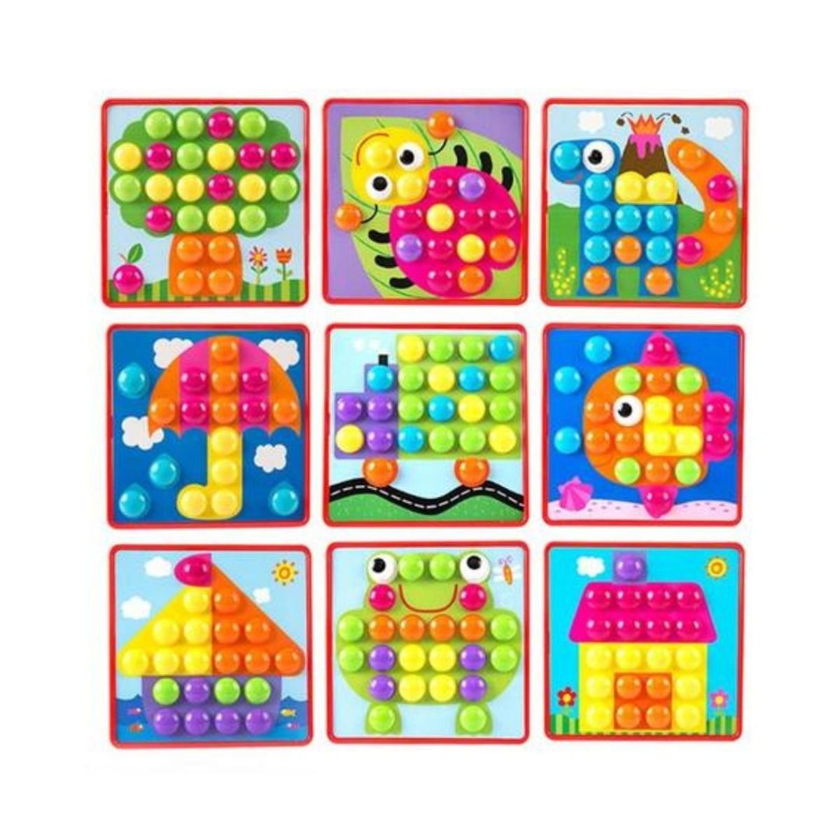 GENERICO - Juego Didáctico Puzzle Mosaico Button Idea Para Niños