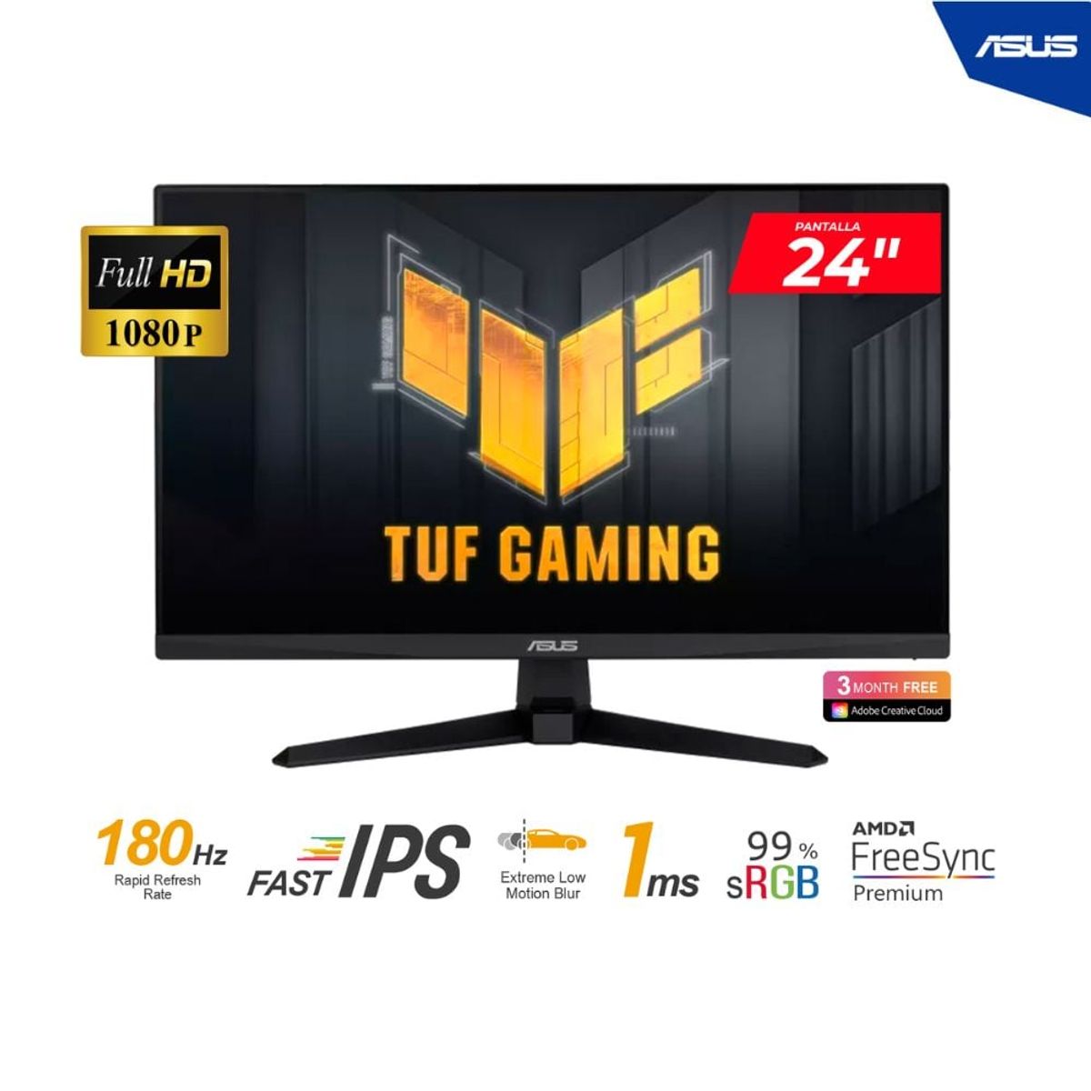ASUS - MONITOR ASUS TUF VG249Q3A 24 IPS FHD 1920x1080 180Hz 1ms ConPARLANTES