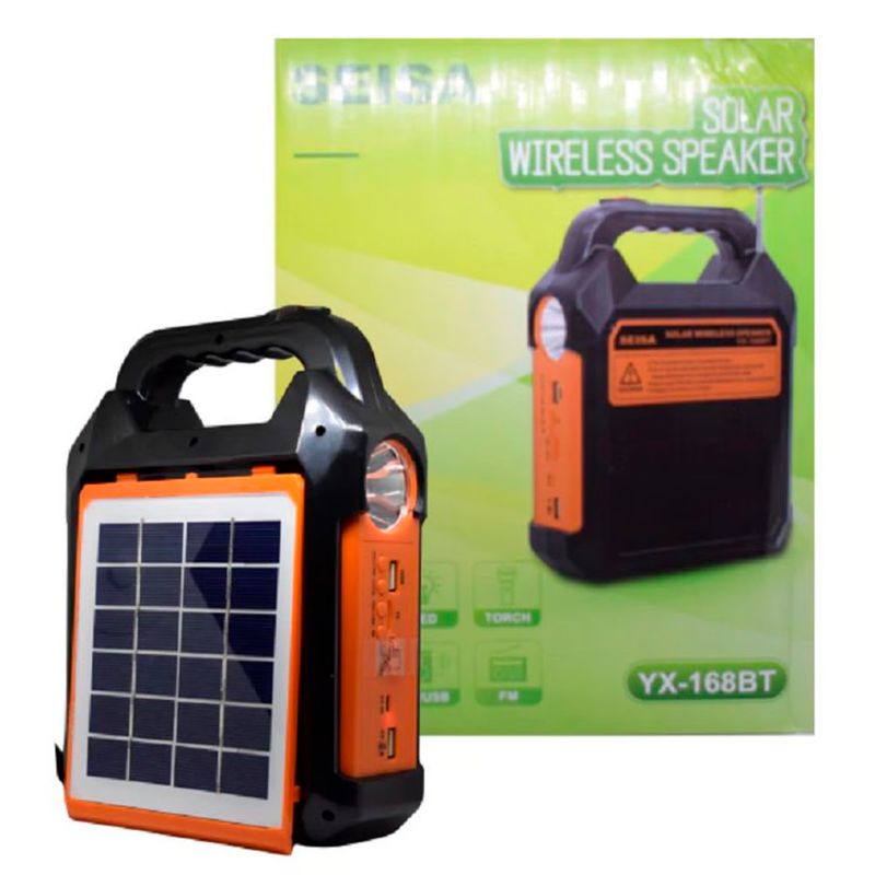 SEISA - Parlante BluetoothFM con linterna y panel solar