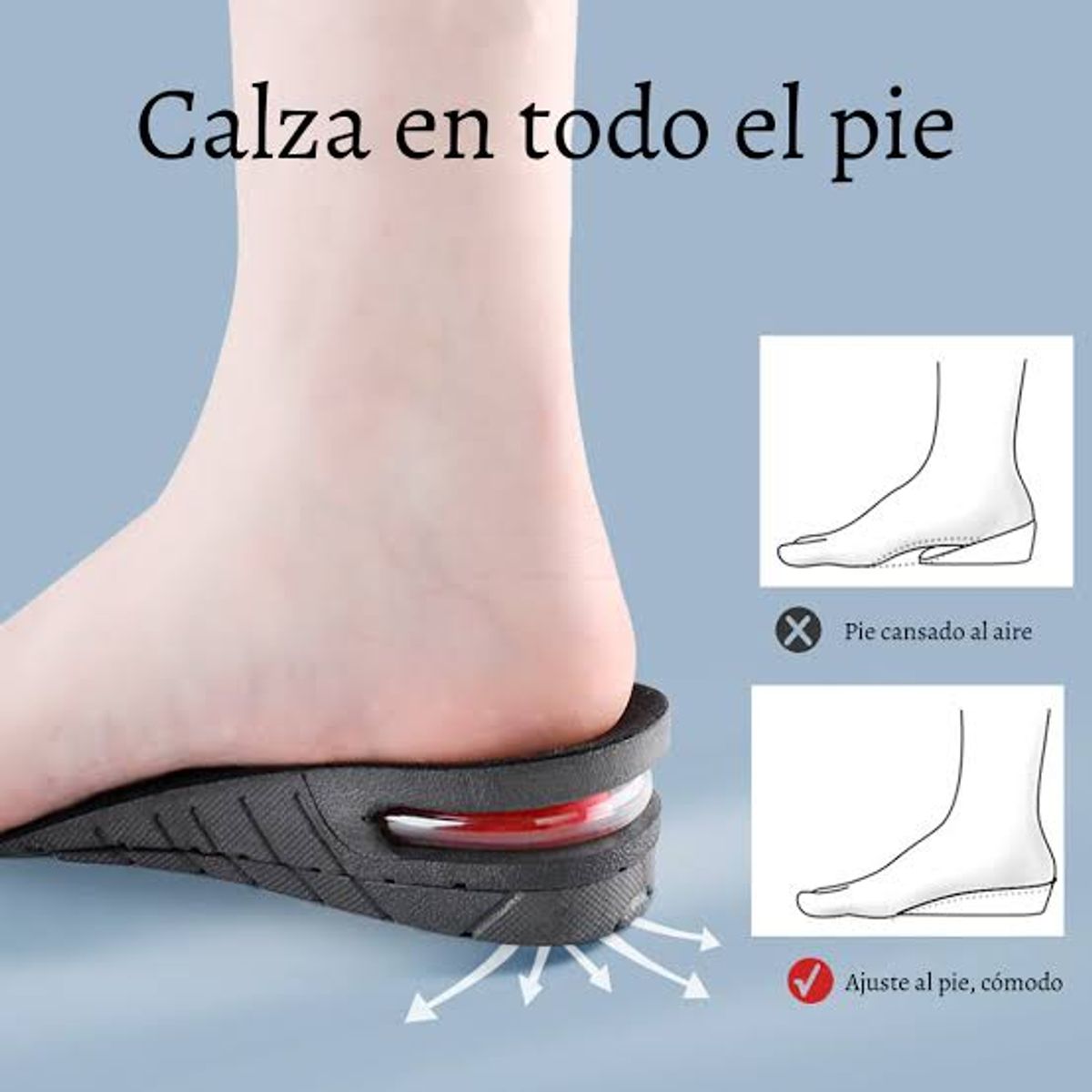 OEM - Plantillas Elevate Shoes de 3 a 7 cm+Capsula de Aire Unisex