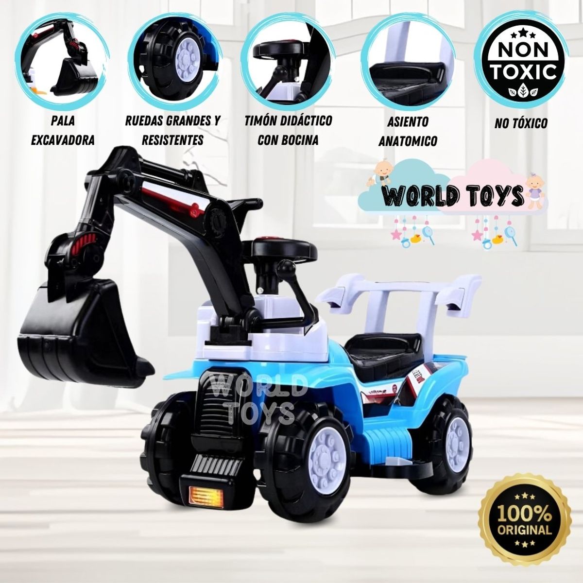 BABY - Correpasillo Didáctico «NEDJIM» Excavadora Sky Blue