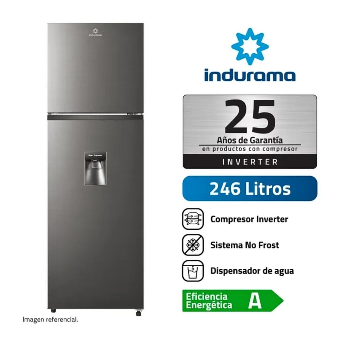 INDURAMA - Refrigeradora Indurama 246 Litros con dispensador RI-389DI