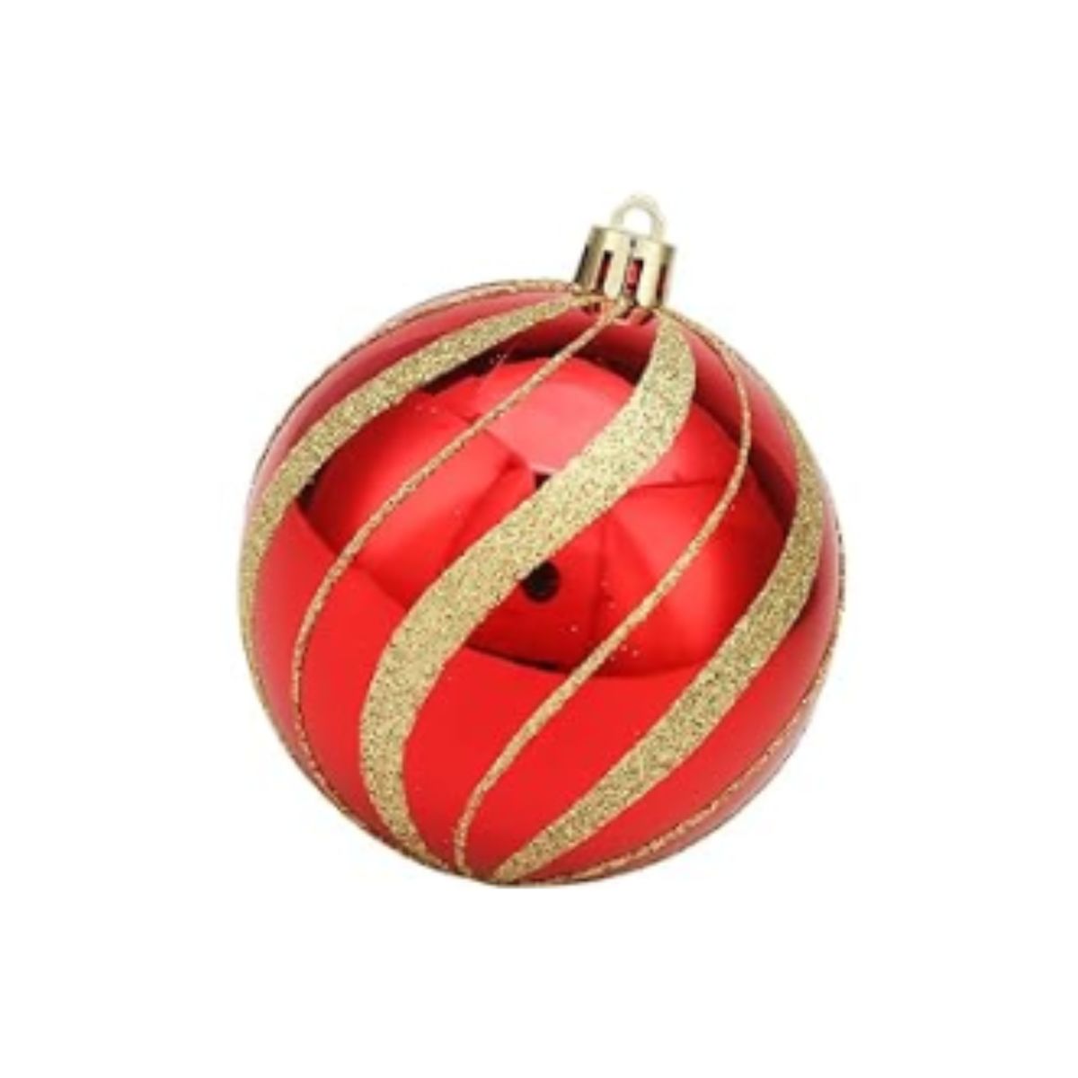 GENERICO - SET X4 BOLA ROJO CON DORADO 10 CM PARA ARBOL DE NAVIDAD