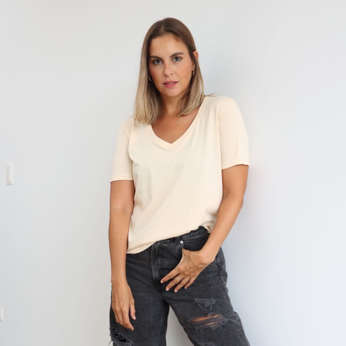 GELSOMINO - POLO ALGODON PIMA MANGA CORTA CUELLO V