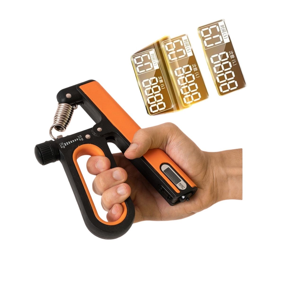 GENERICO - Hand Grip Regulable Con Contador Temporizador Dígital Orange