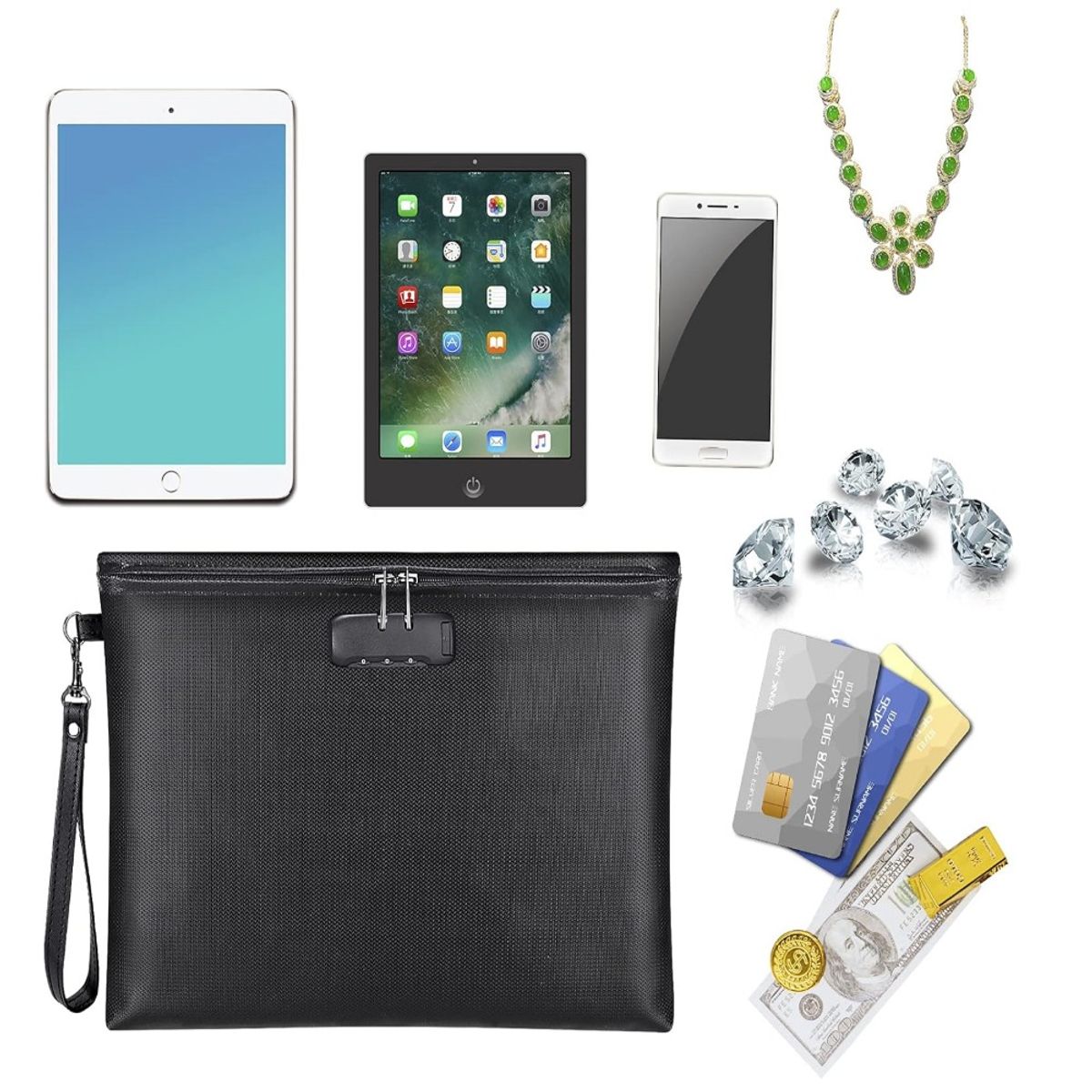 GENERICO - Bolsa de documentos ignífuga con cerradura