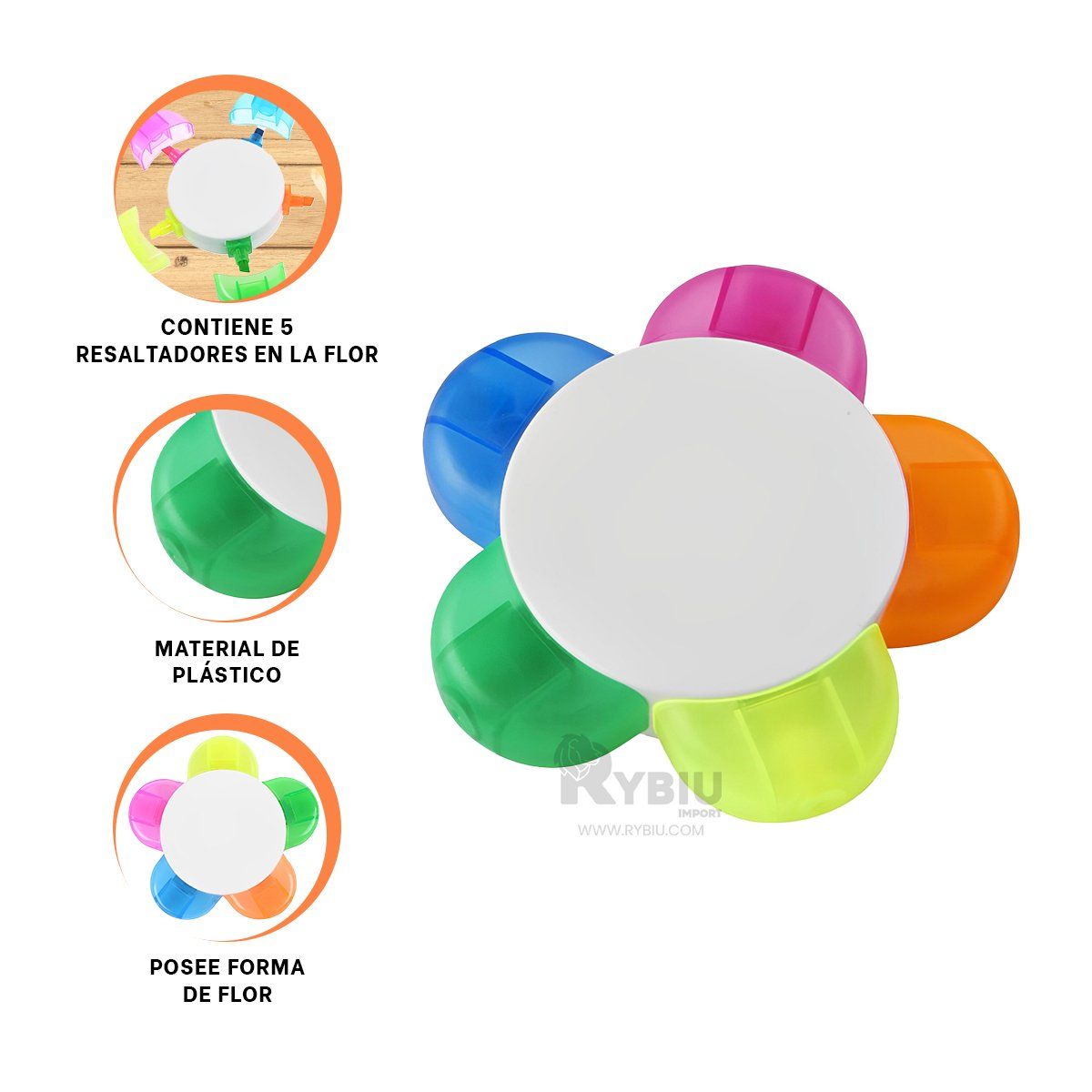 RYBIU IMPORT - Resaltador Multiuso de Aula Estilo Flor Y+Regalo Stickers